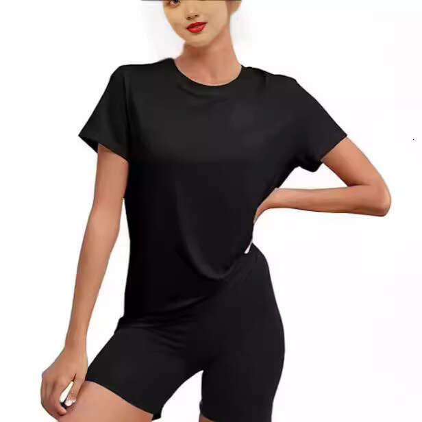 Plus Size Summer Spicy Girl Sports Top Round Neck Loose T-Shirt Pullover Short Sleeve Milk Silk Women's Clothing B5