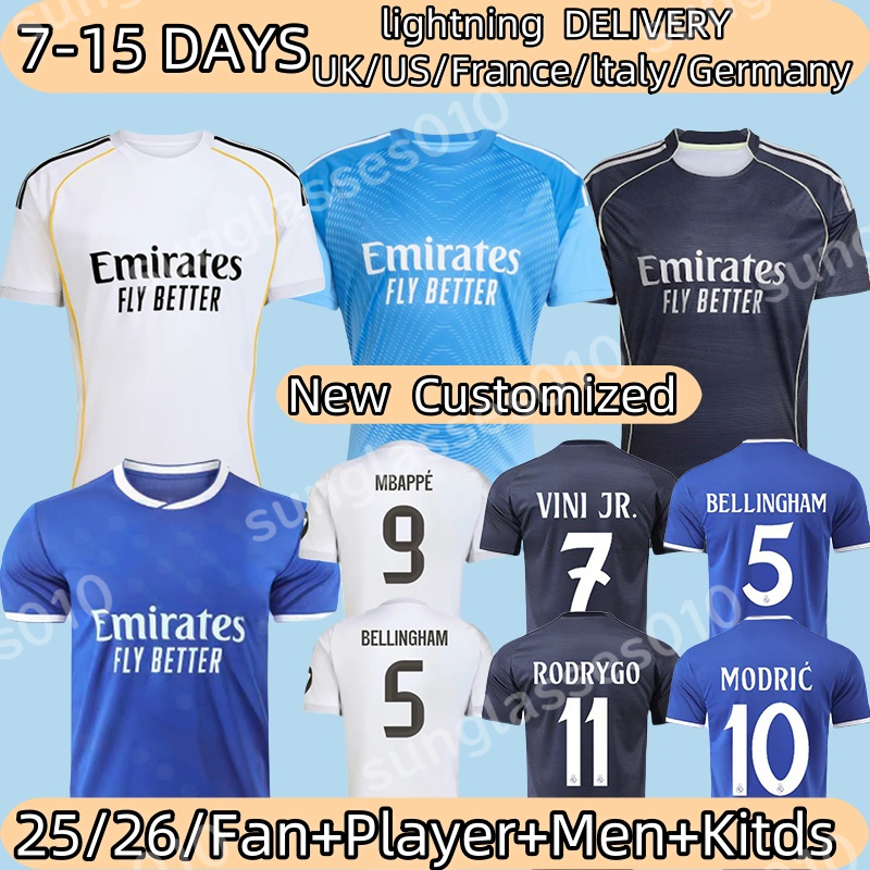 New Soccer real Jerseys for the Season Vini Jr Bellingham Tchouameni Mbappe Jerseys 25 26 Courtois Arda Guler Modric Camavinga football Shirt men kids kit Rodrygo