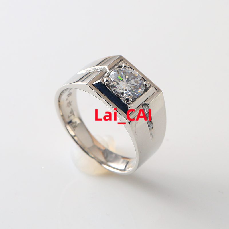 Luxury Men Hip Hop Custom Pt900 White Gold Synthetic Diamond Rings Chunky 925 Sterling Silver Moissanite Rapper Ring