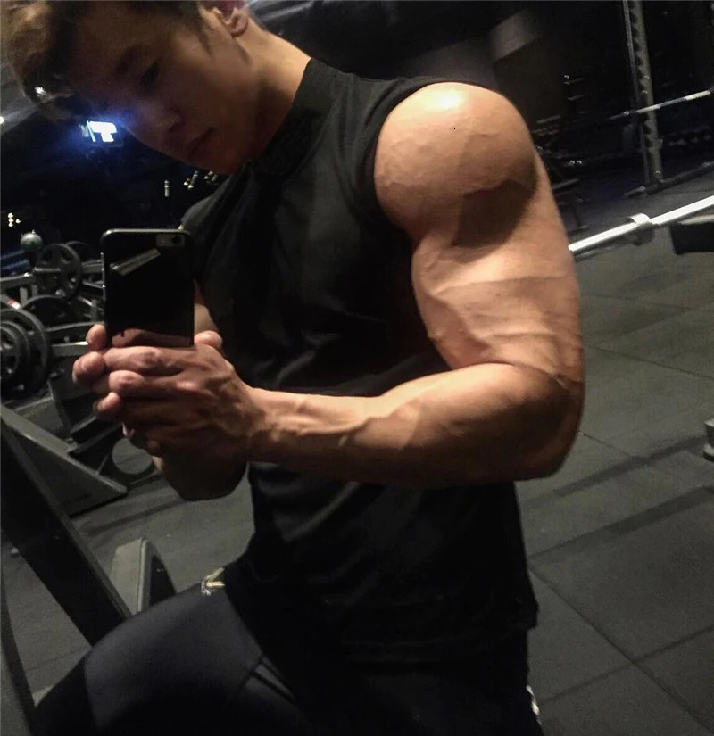 Mens Summer Youth Sports Fitness Shirt Sleeveless Printing Outer Wear Turtleneck Undershirt 250609