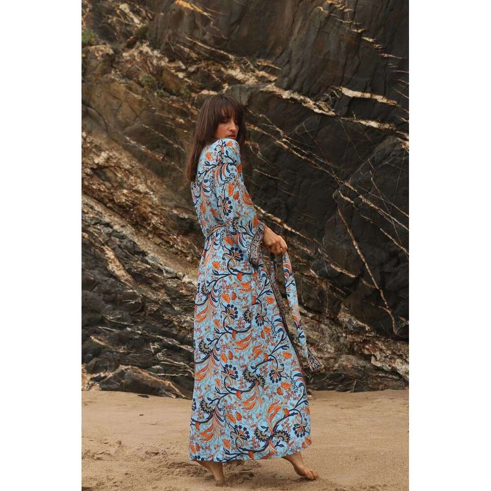 2025 New Style Rayon Positioning Print Thin Bikini Summer Sun Protection Cover-Up Boho Kimono - view 4