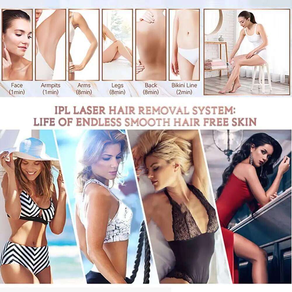 IPL Removal Device 990000 Flashes Women Painless Permanent Laser Epilator for Body Bikini and Facial Hair Home Use