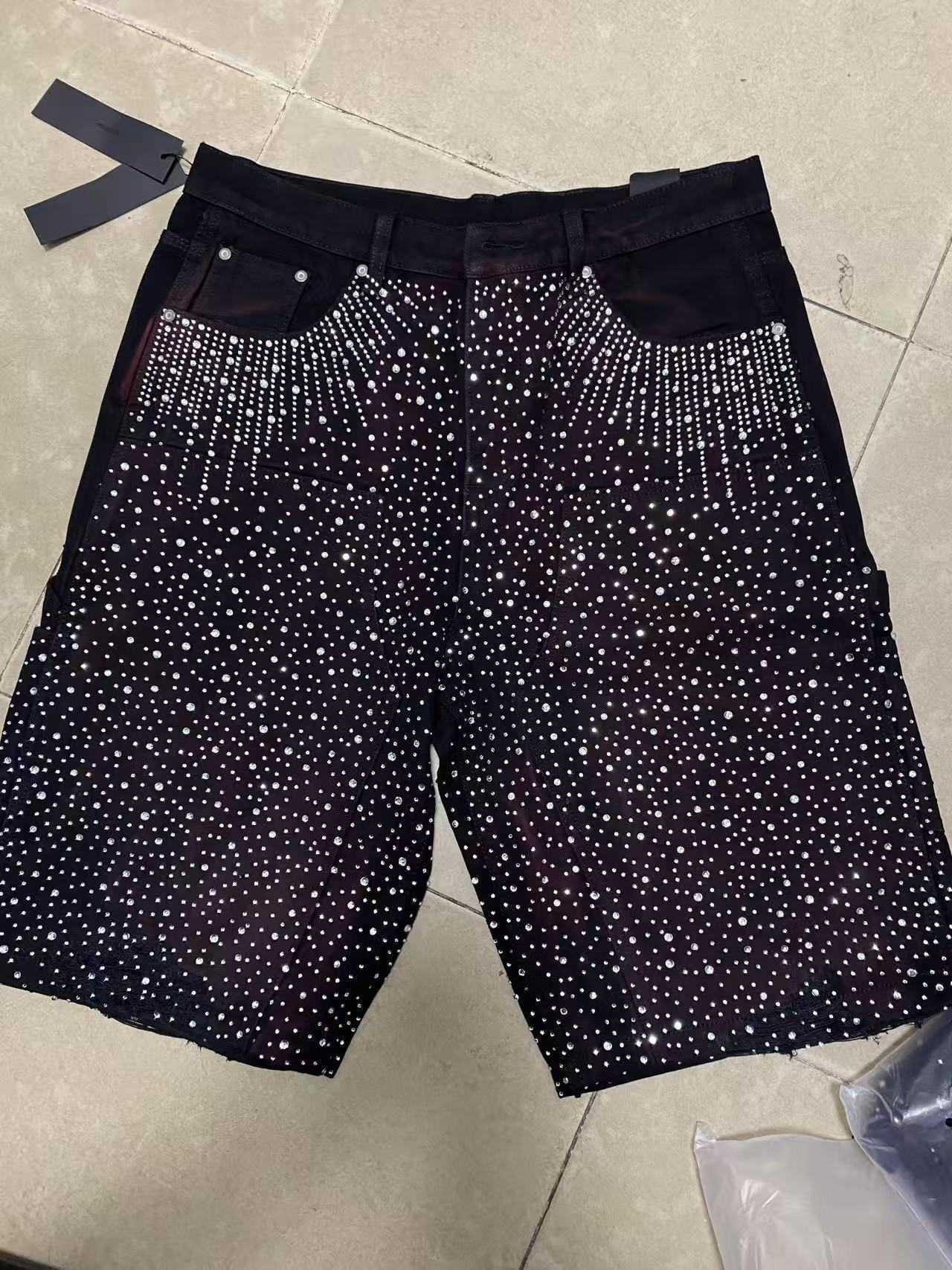 Harajuku Hip Hop Strtwear Y2K American trend Sequin Denim Shorts couples Jeans Baggy Denim Gym Shorts Casual new summerShorts X250403