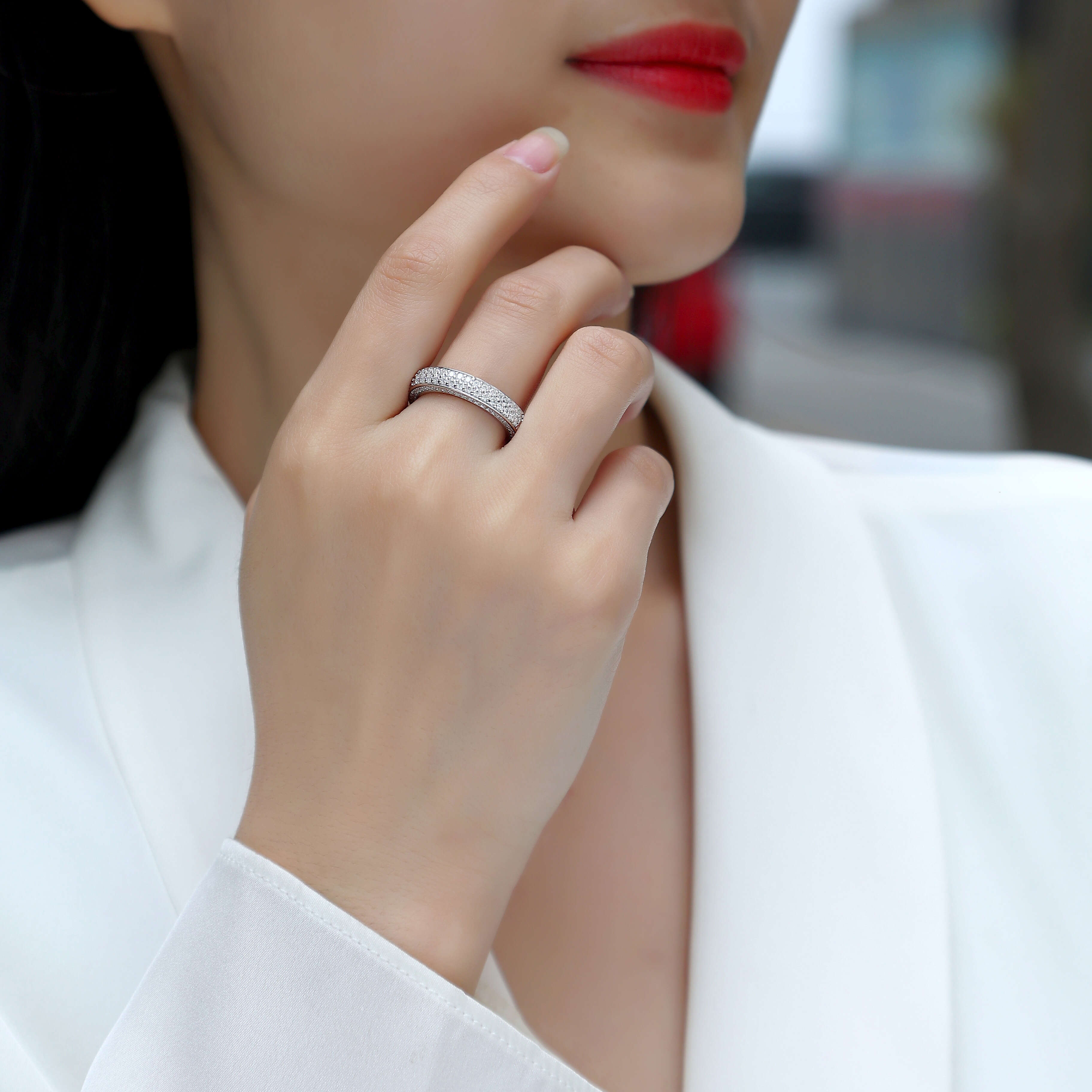 High Quality Diamond Moissanite Rings Customized Women Luxury Fashion Romantic Sterling Silver Ring 925