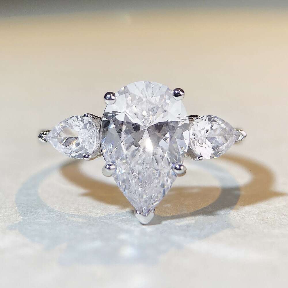 DHcollections Sparkling Stone Jewelry Marquise Moissanite Dia Engagement Ring 14k Yellow Gold for Women