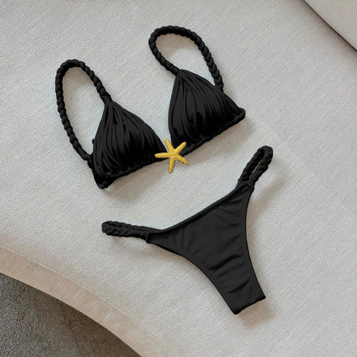 Fivepointed Star Brazilian Bikini Swimwear Womens Braided Rope Swimsuit Two Piece Set Female Sexy Mujer Beachwear 250609