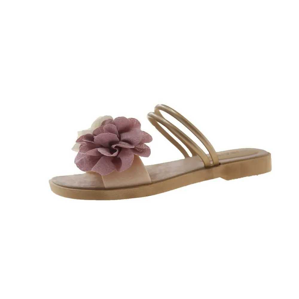 Casual Sweet Flower Flip Flops Waterproof Holiday Seaside Sandals Non-Slip Flat Beach Summer XJ250610