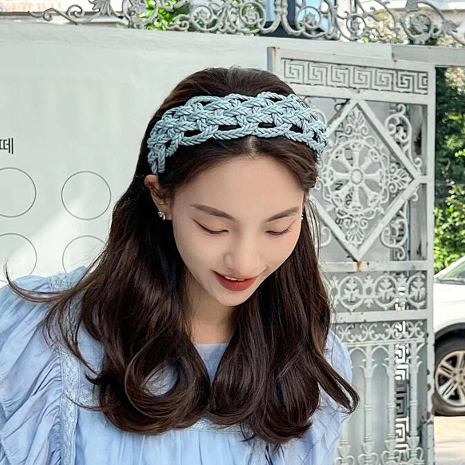 PROLY Fashion Hairband For Women Wide Side PU Leather Braided Headband Geometric Hollowed Turban Summer Hair Accessories 250610