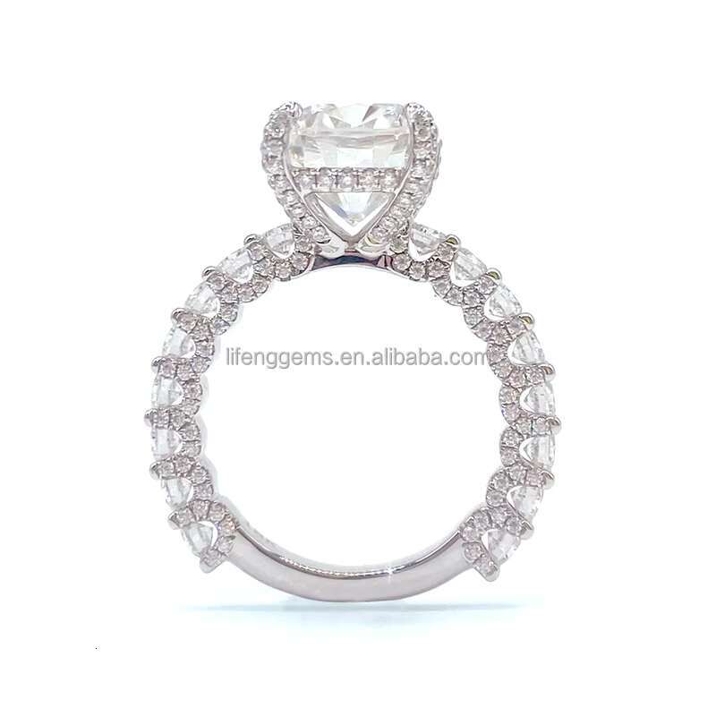 Factory Custom Moissanite Engagement Wedding Moissanite Ring 5ct 18k Gold Jewelry Cushion Cut Moissanite Fashion Jewelry Rings