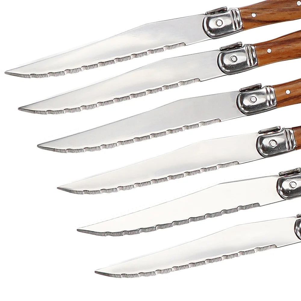 Jaswehome 6Piece Wood Grain Handle Steak Knife Fork Collection Western Food Knife and Fork Set Stainless Steel Cutlery Utensils 250610