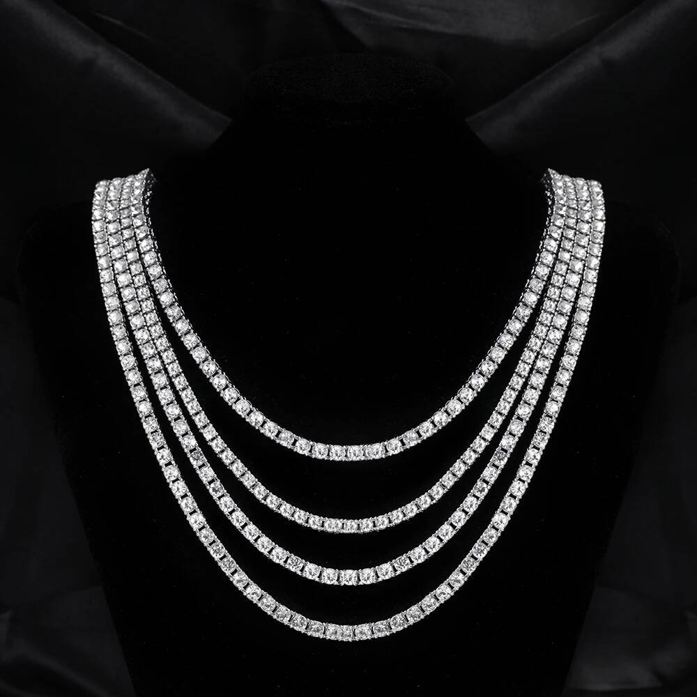 Hip Hop 5MM Chain Iced Out Bracelet Necklace Men Fashion Sier Color Tennis Jewelry Chains Women 20inch Choker Punk Gift