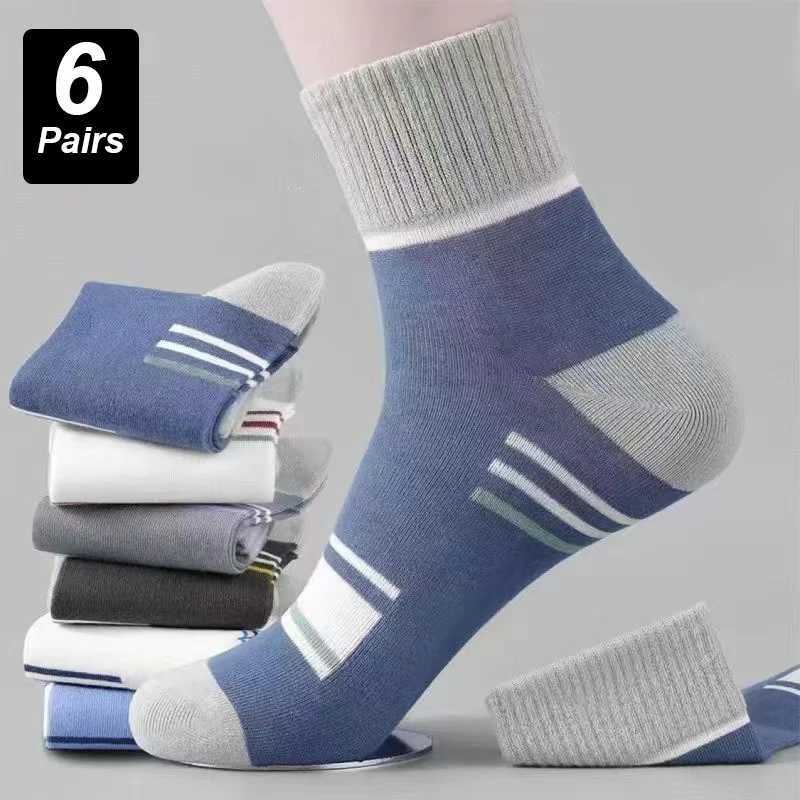 6Pairs Men Socks Breathable Cotton Sports Stockings Men Socks Comfortable Sweat Absorption Deodorant Business Socks High Quality Z250610