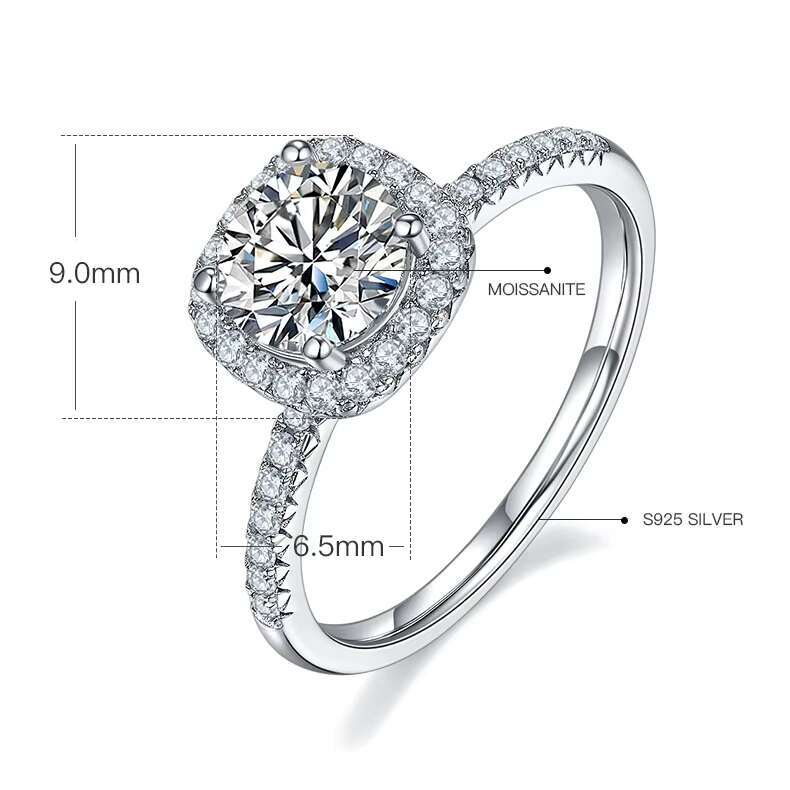 Hot Sale Jewelry 925 Sterling Silver Brilliant Cut 1ct Color Moissanite Diamond Ring for Women