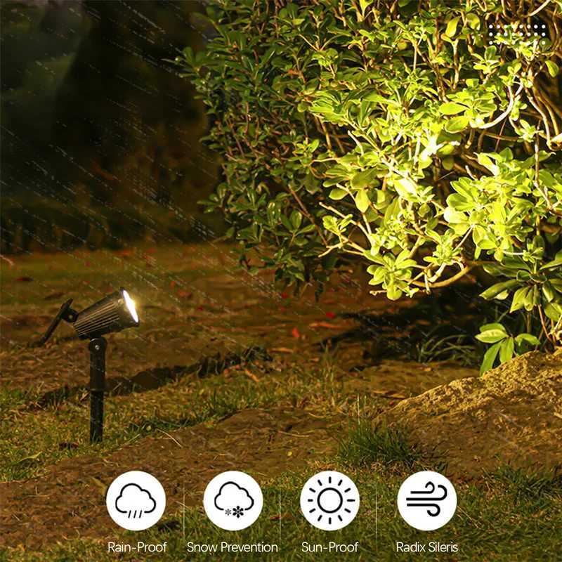 9 LEDs Solar Spotlights Outdoor IP65 Waterproof Spot Lights Brightness Adjustable for Garden Backyard Driveway Patio Decoration Z250610