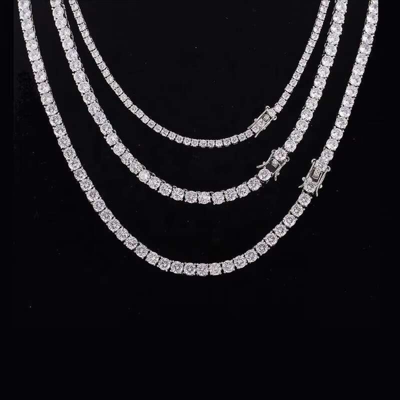 OACOCA Starsgem Customized White Gold Jewelry Round Moissanite HPHT Lab Grown Diamond Tennis Chain Necklace