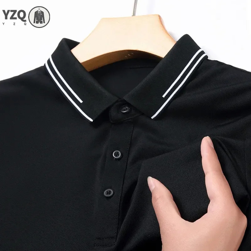 Mens Solid Color Cotton Business and Leisure POLO Shirt Summer Fashion Short Sleeve Comfortable Breathable Top 250610