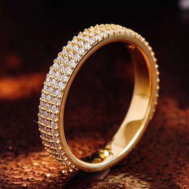 IGI GIA Certificate Round Shape Lab Grown Diamond Half Eternity Ring Hip Hop Rings for Men Sterling Silver 925 Rings Vintage