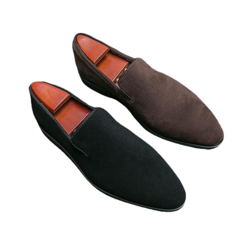 Formal attire, free shipping, spring suede leather, business office, men's brown, nightclub, party, loafers