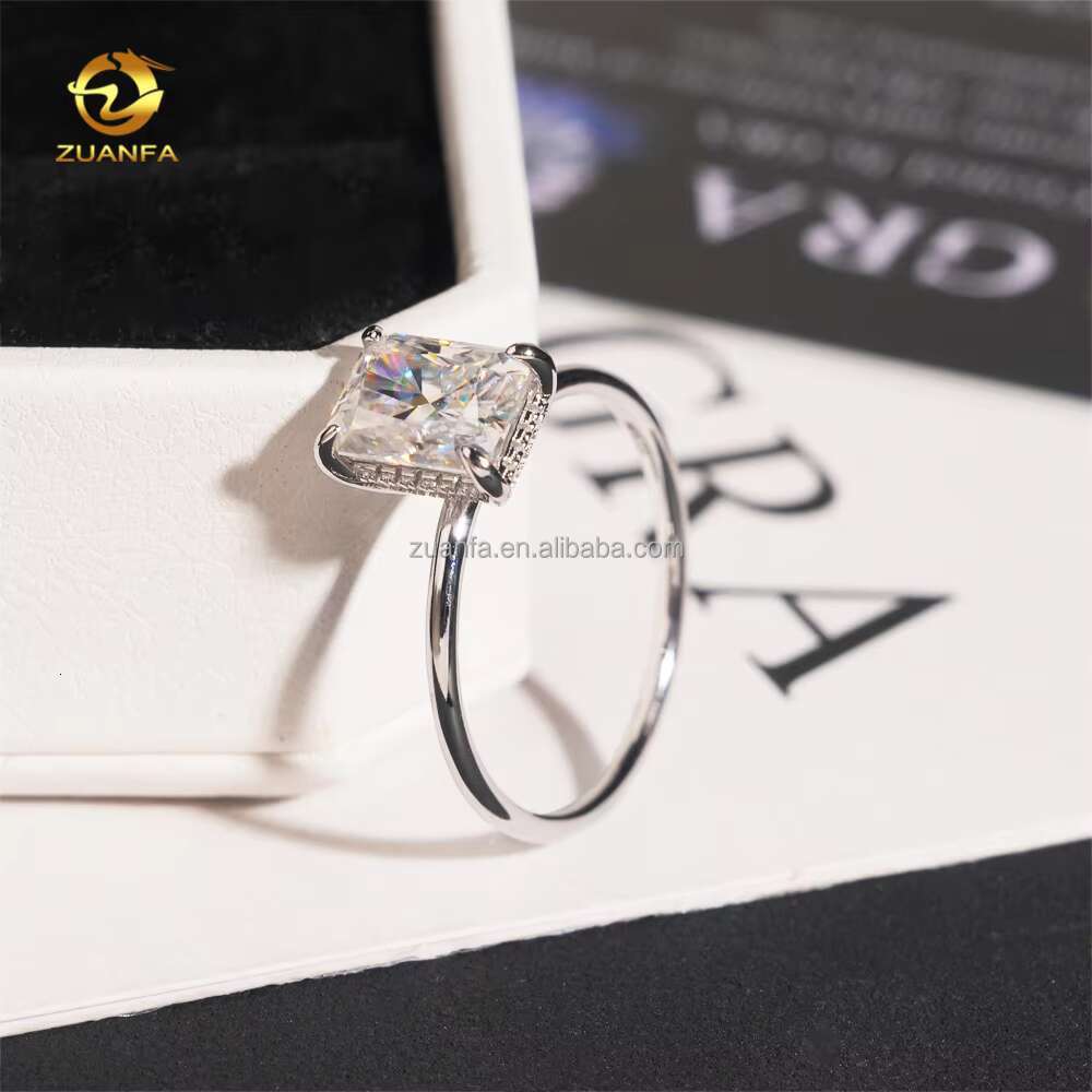 Female Elegant Style Bridal Wedding Jewelry 925 Silver Radiant Moissanite Diamond Engagement Ring Women With GRA Certificate
