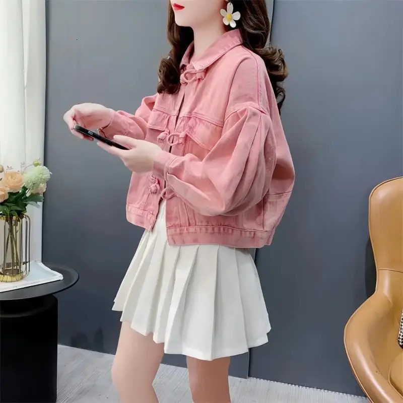 Women Short Denim Coat Bomber Jackets Pink Tops Woman Clothing Trend Vintage Y2k Streetwear Sportswear Loose Casual 250609