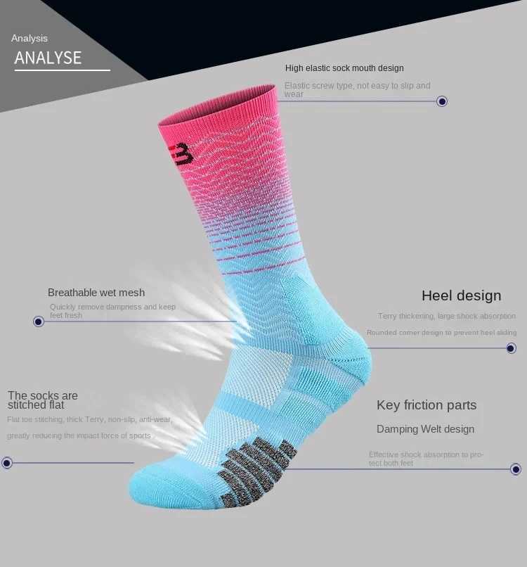 Sport Cycling Basketball Socks Compression Running Man Black Trend Breathable Long Hiking Damping Athletic Professional Big Kids Z250610