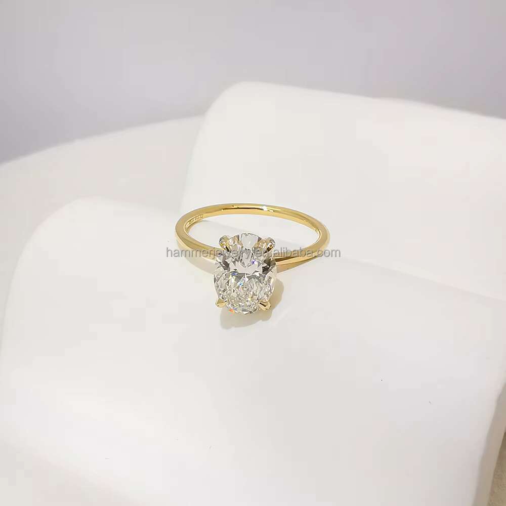 Good Quality Gold Ring AU585 14K Genuine Yellow Gold Moissanite Finger Rings Personalized Fine Jewelry