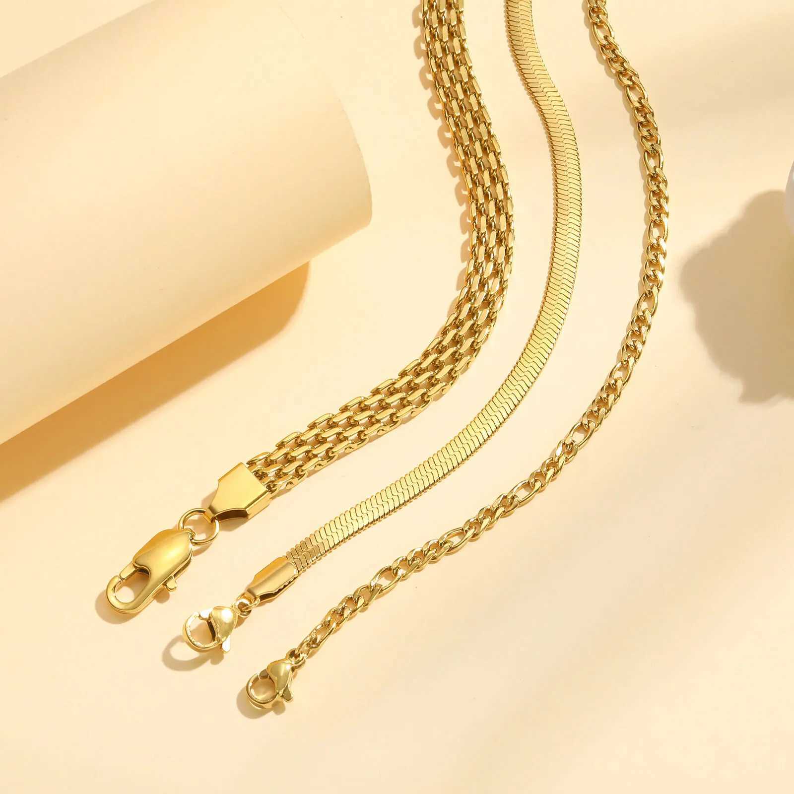 Waterproof Stainless Steel Chain Bracelets For Women Gold Plated Fashion Stackable Link Bracelet Gifts XJ250707