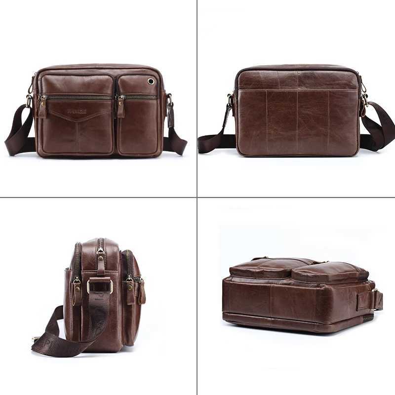 New 2024 Men Genuine Leather Shoulder Bag Casual Leather Mens Pad Messenger Bag Male Business Crossbody Bag Hot Handbag for Men W250610