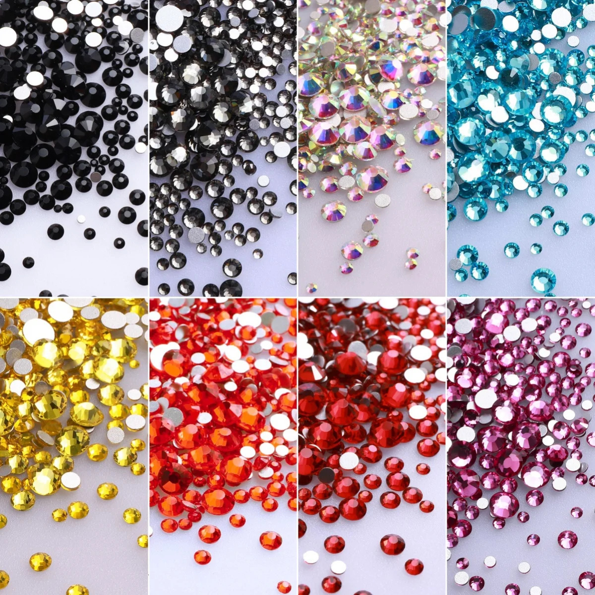 1440PcsPack Mix Size SS3SS20 Black Glass Flat Back Glitter Diamond Non fix s for Nail Art Clothes 250606