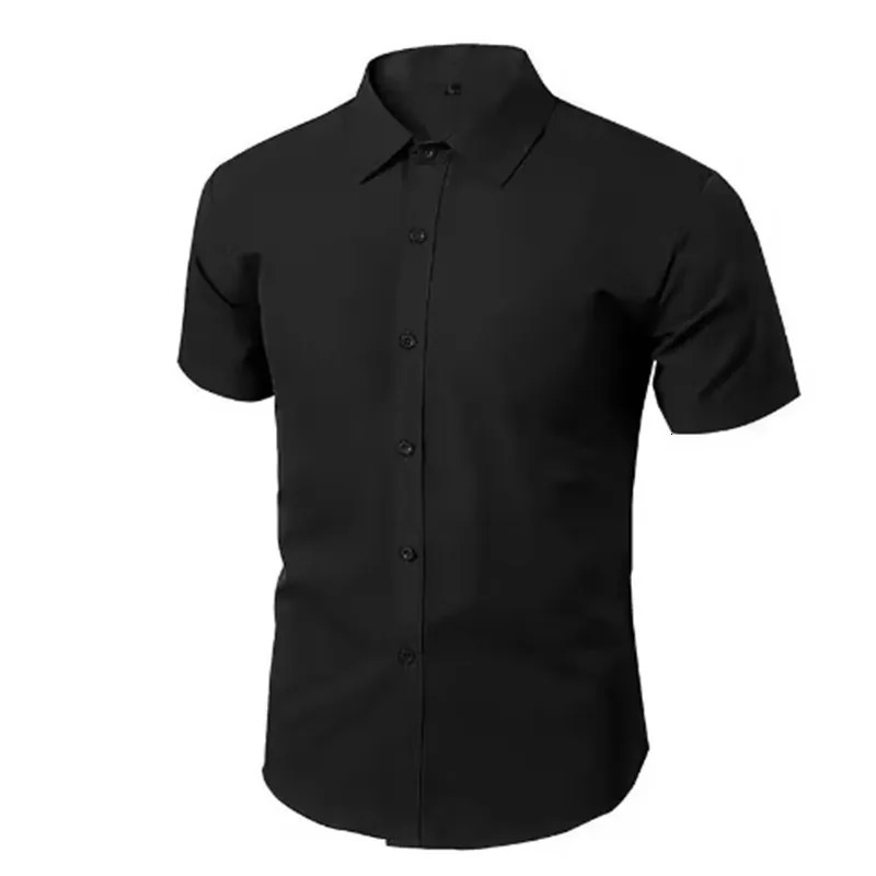 Quality Men Shirt Short sleeve Summer Anti-wrinkle Non-ironing Slim Fashion Casual Business Office White-Black-Wine Red 250611