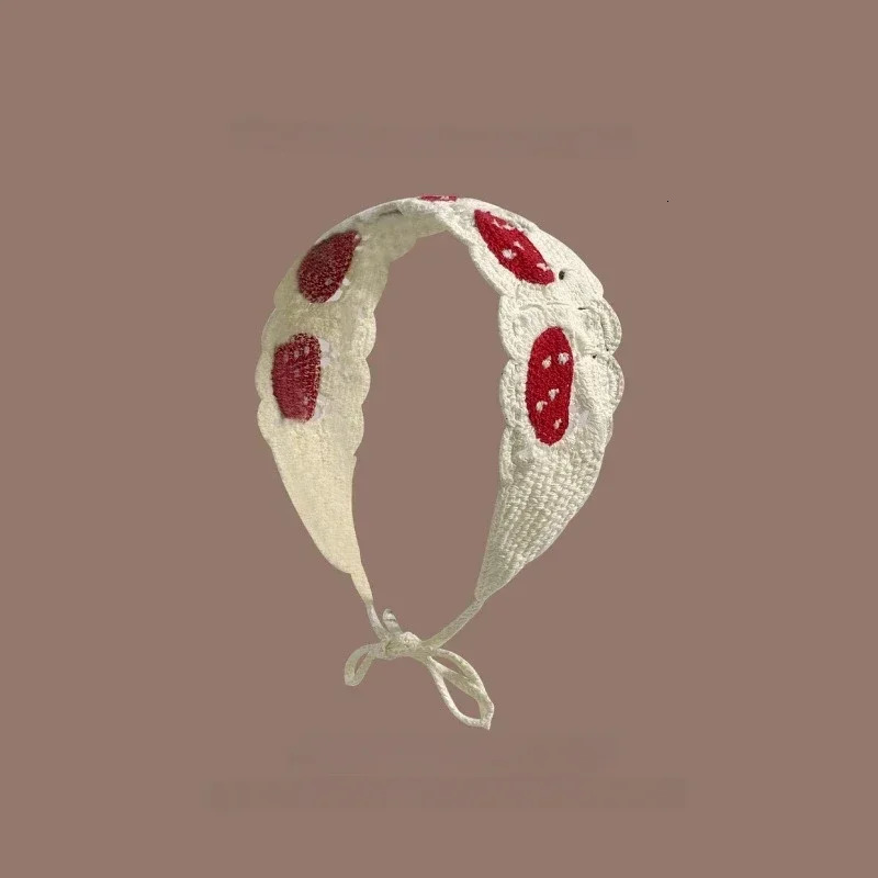 Cartoon Crochet Mushroom Hair Bands Vintage Fashion Hair Scarf For Women Flower Knit Holiday Headband Headwrap Hair Accessories 250610