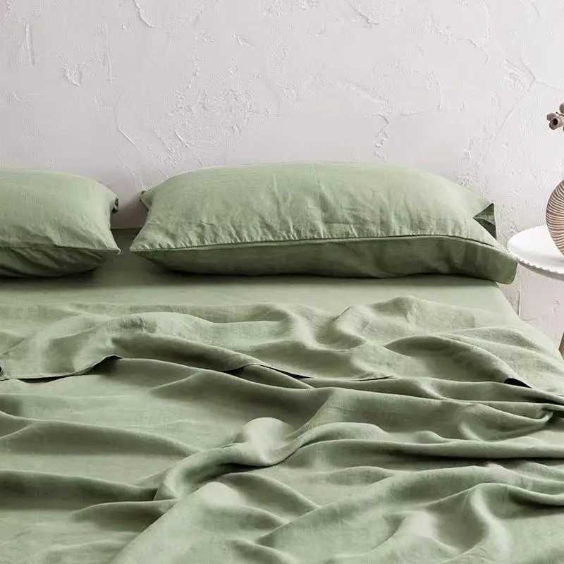 100% Pure Linen Bed Sheets Stone Washed French Linen Solid Color Breathable Durable for Hot Sleepers 1 PC Flat Sheet Bedsheets Y250611