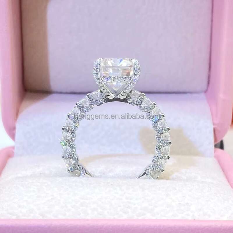 Factory Custom Moissanite Engagement Wedding Moissanite Ring 5ct 18k Gold Jewelry Cushion Cut Moissanite Fashion Jewelry Rings