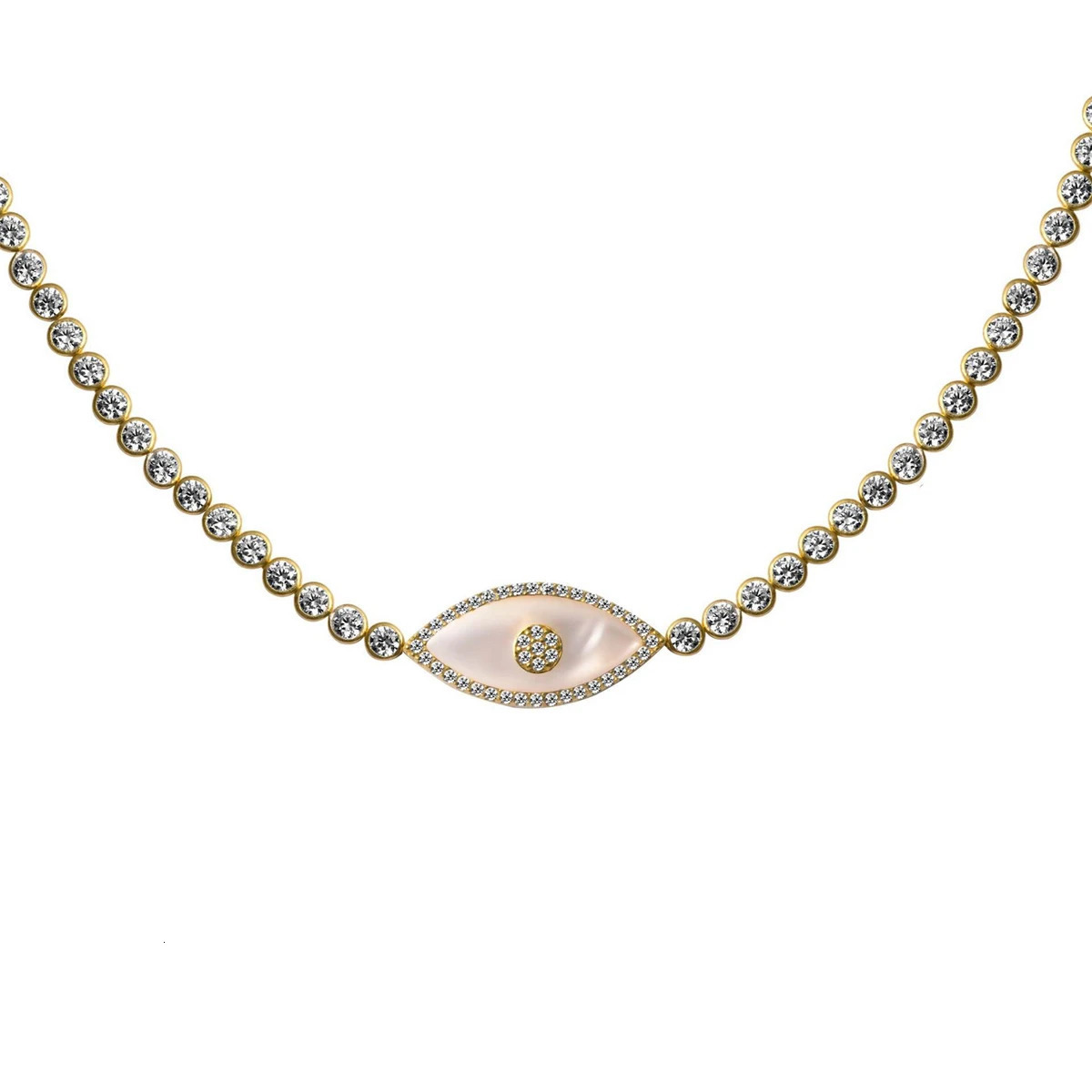 Classic European and American Devils Eye Set Zircon Pendant Necklace Plated with True Gold for Color Protection 250609