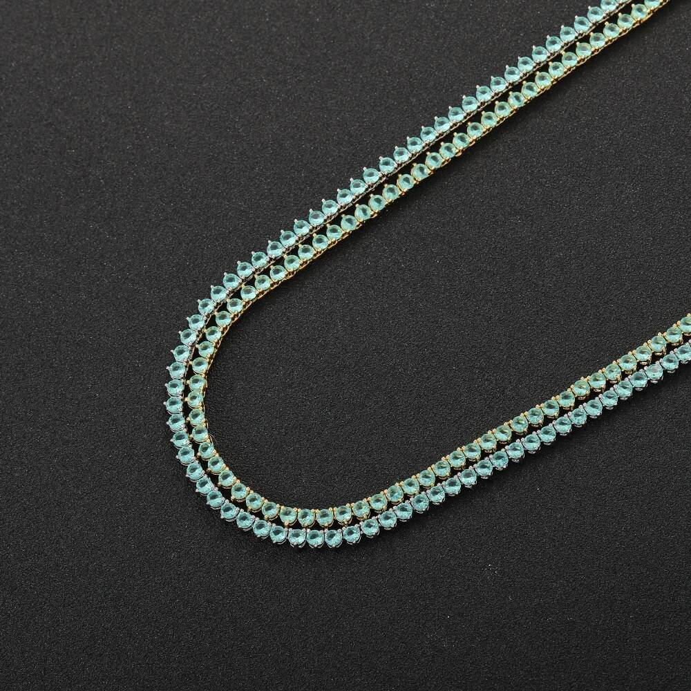 3mm CZ Iced Out AAA Cubic Zirconia brass setting Tennis Chain Necklace BC103