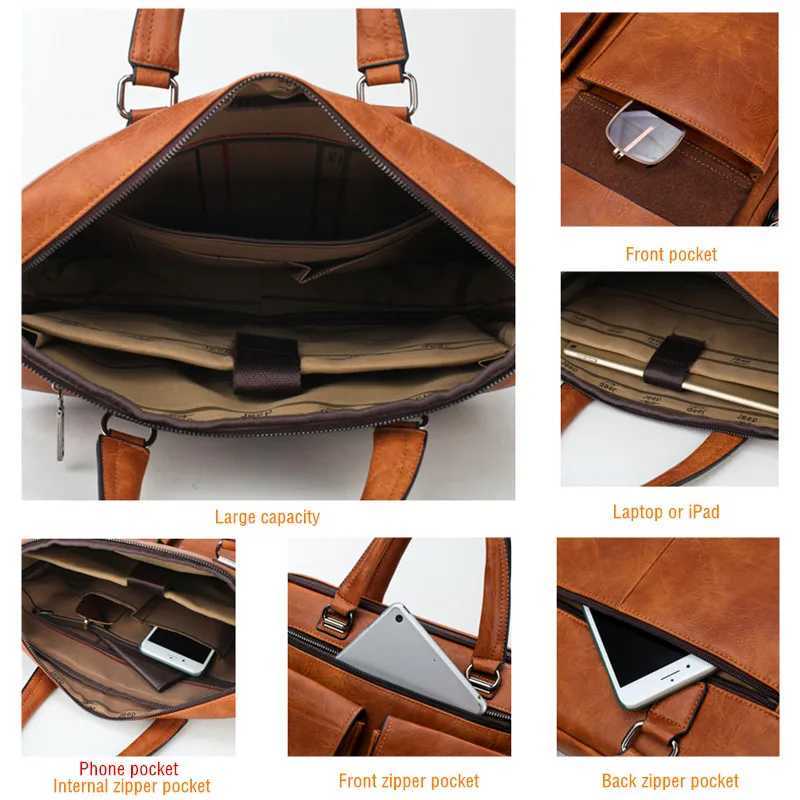 JEEP BULUO Brand Mans Business Briefcase Bag 2pcs/set Split Leather High Quality Mens Office Bags For 13.3 inch Laptop A4 Case W250610