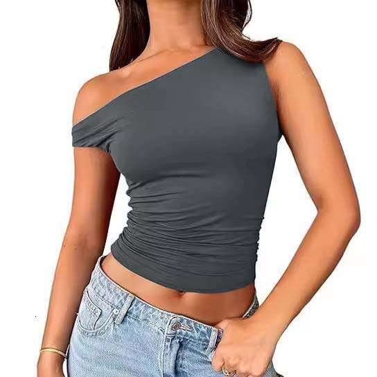 Sexy For Hot Girls, Solid Color Tank Top, Summer Off-Shoulder Pullover, Crop Top Women's Fashion B5
