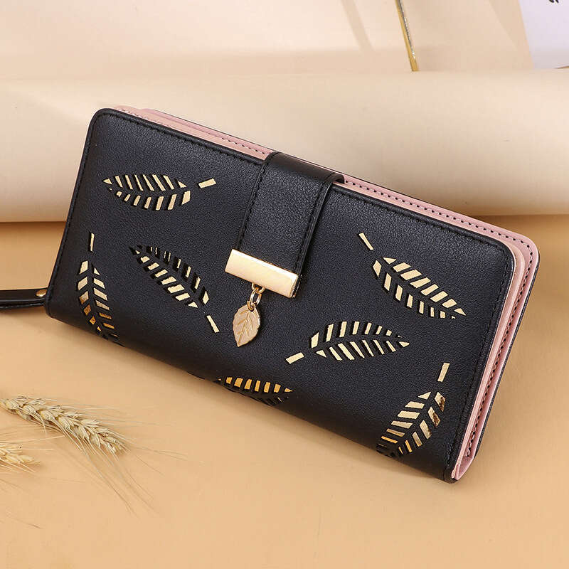 Hot Selling New Korean Style Women's Long Fashion Clutch High-end Niche Leaf Wallet