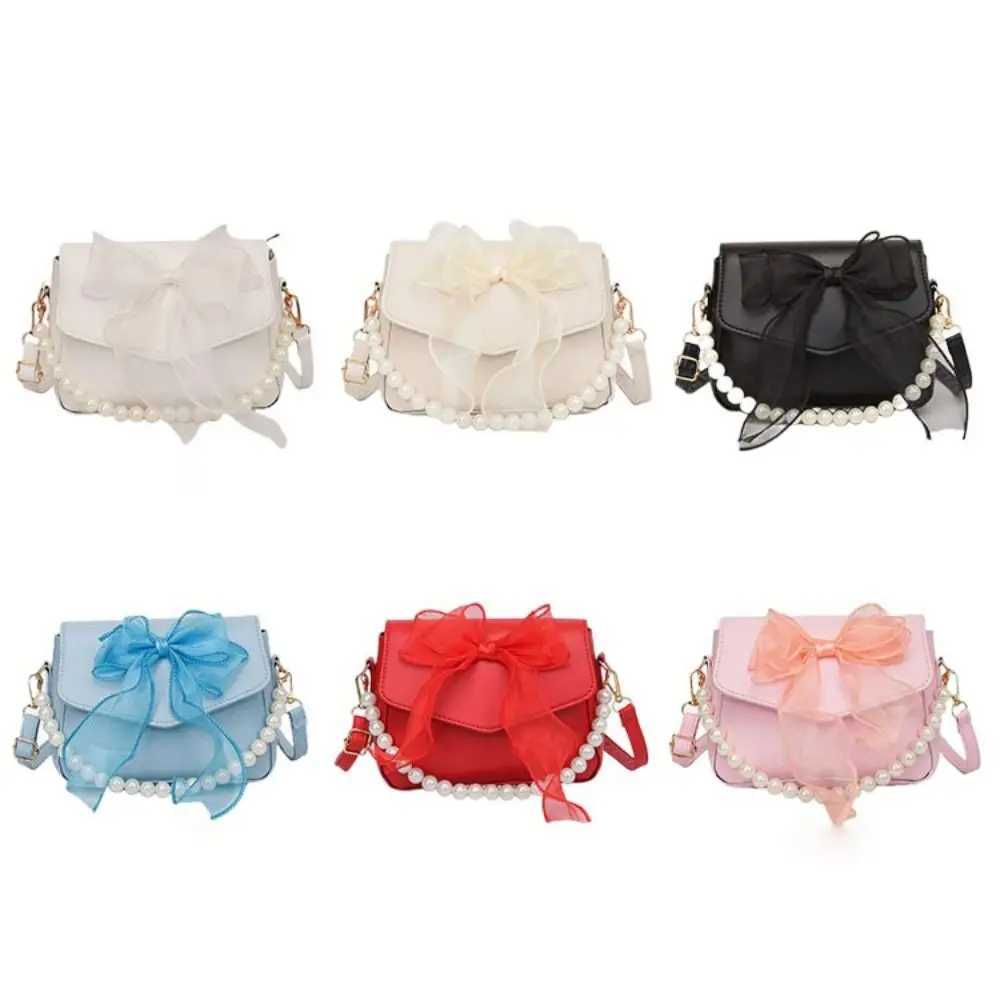 Fashion PU Leather Bowknot Handbag Balletcore Pearl Bow Shoulder Bag Korean Style Square Bag Bow Crossbody Bag Daily XJ250610