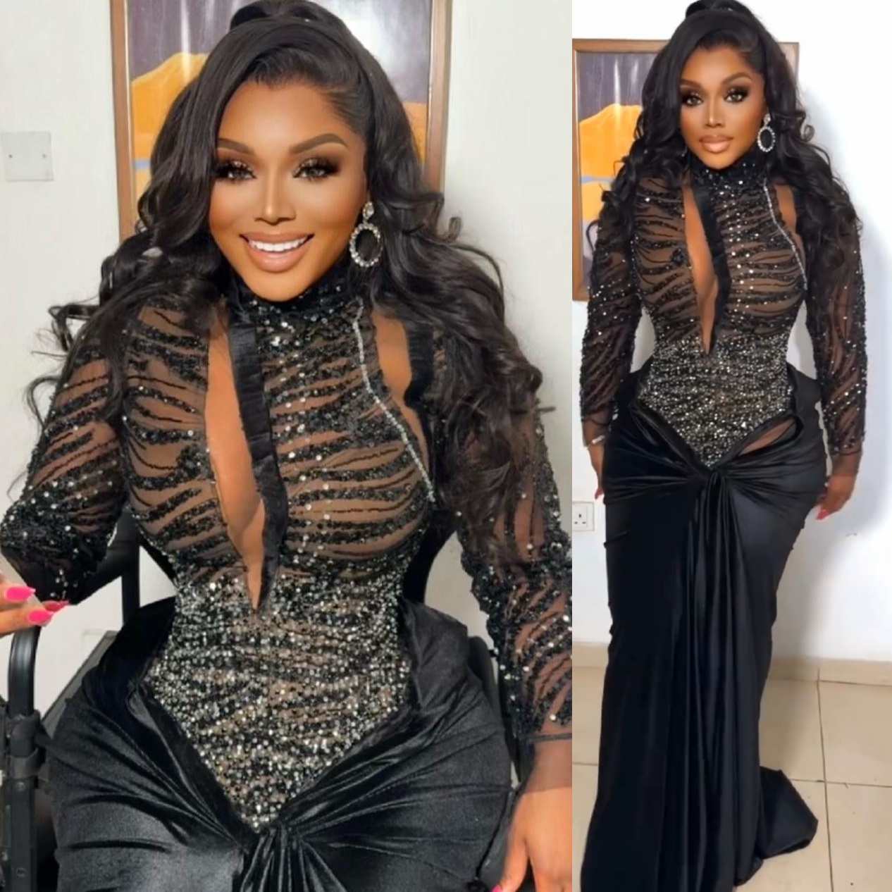 Black Mermaid Prom Dresses 2025 Lace Beaded Velvet Elegant Evening Formal Party Second Birthday Engagement Gowns Plus Size Dress For Special Occasions