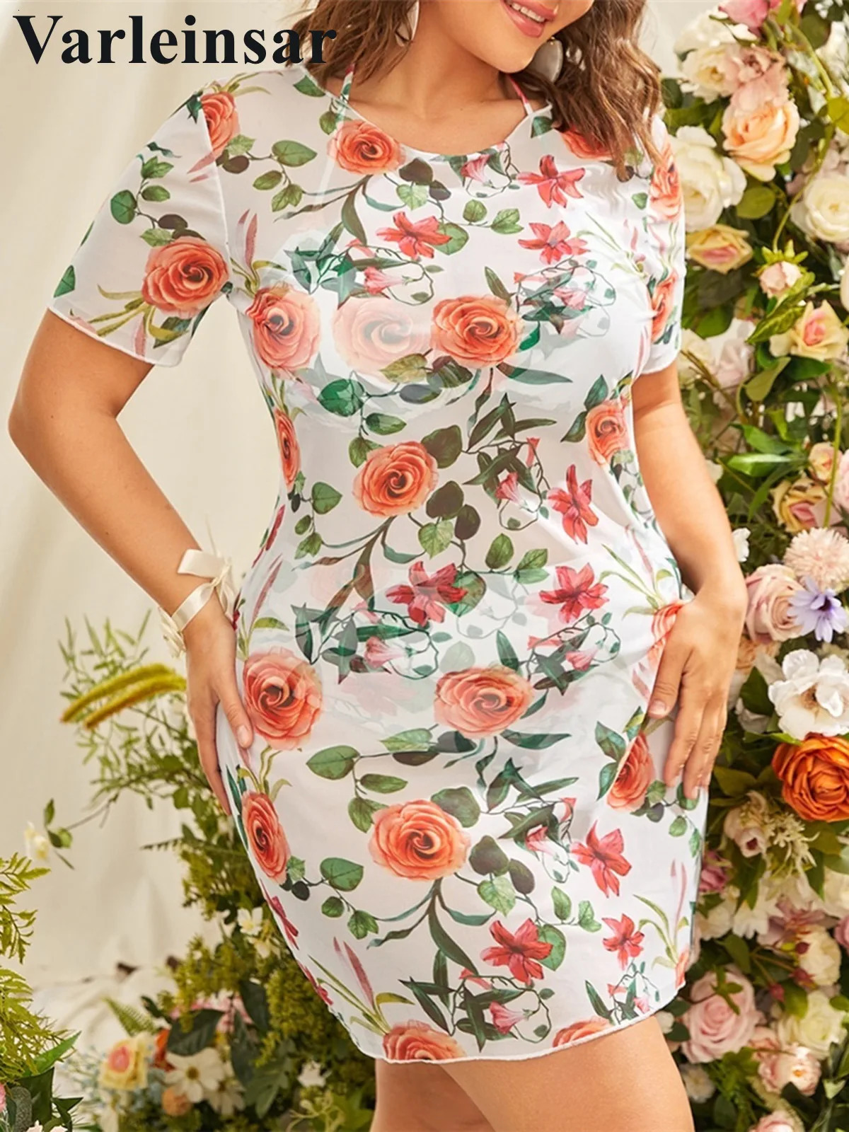 0XL 4XL Flowers Bikini Plus Size Large Swimwear Women Swimsuit Female Threepieces set Bather Bathing Suit V6747 250530