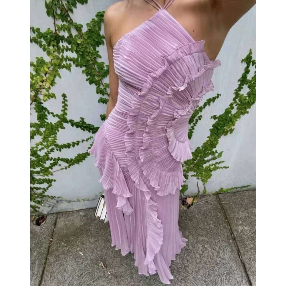 VEITCHE Summer Women Irregular Maxi Sexy Halter Backless Long Dresses Fashion Chiffon Holiday Elegant Party Fairy Dress