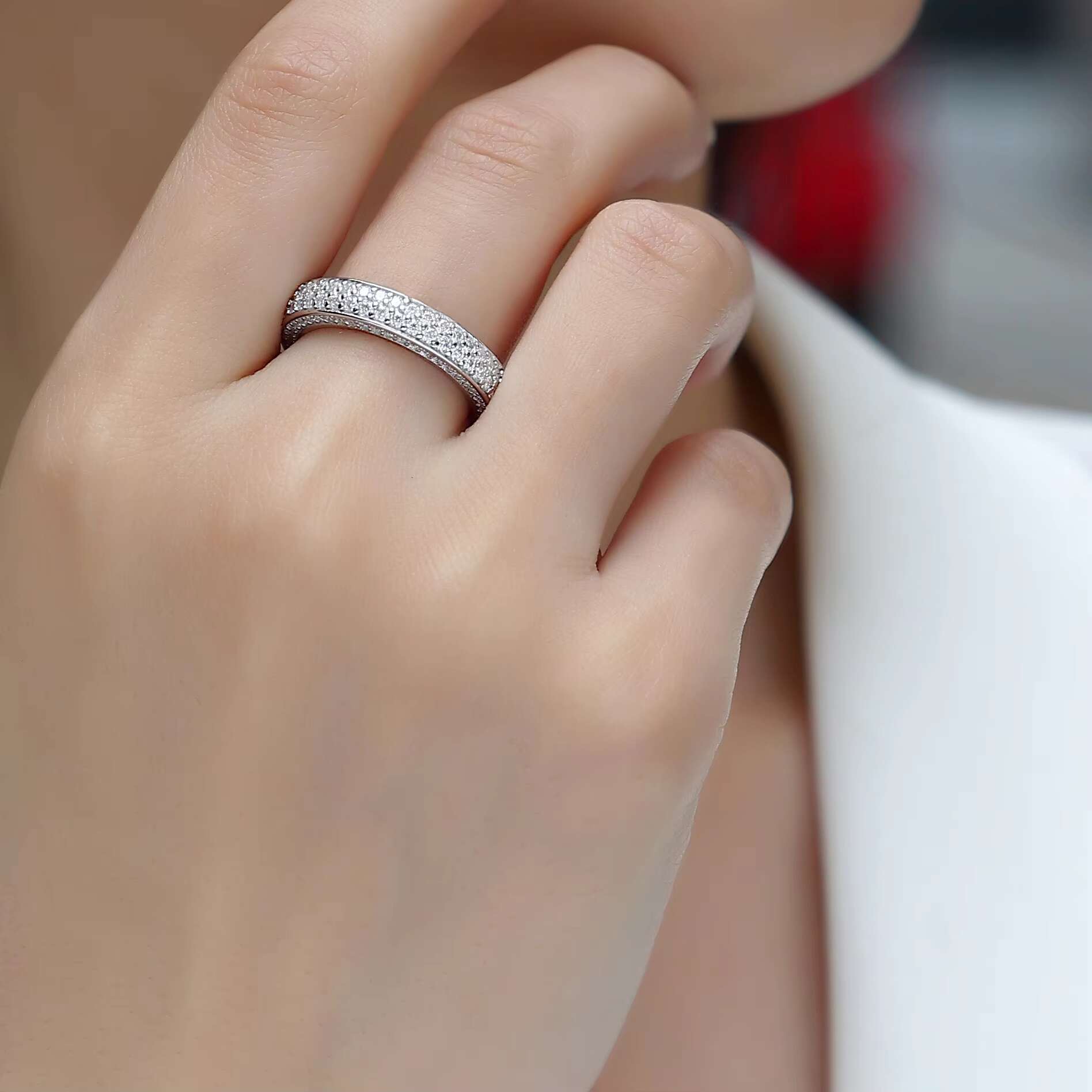 High Quality Diamond Moissanite Rings Customized Women Luxury Fashion Romantic Sterling Silver Ring 925