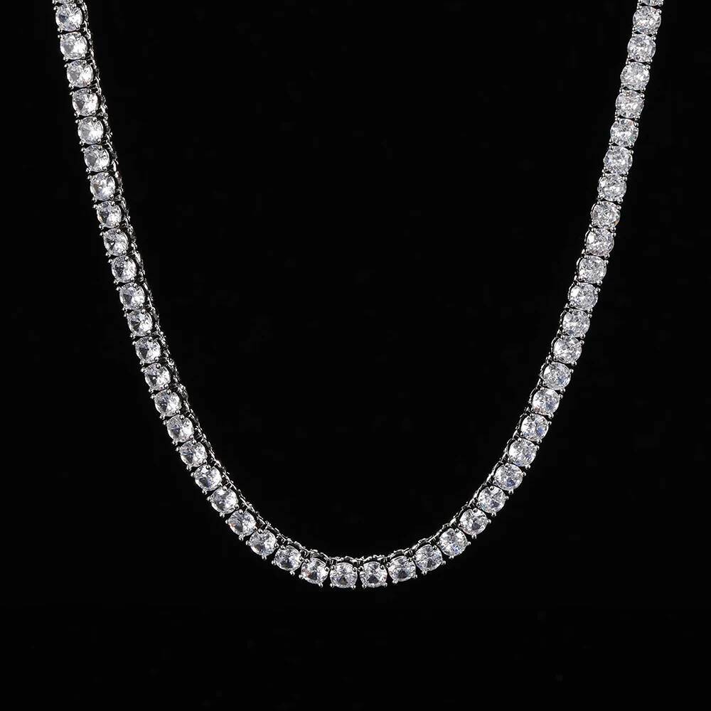 ICEBLING 3/4/5/6MM Round Cut CZ Stone Tennis Iced Out Single Row Cubic Zirconia Necklace for Men Women Hip Hop Jewelry