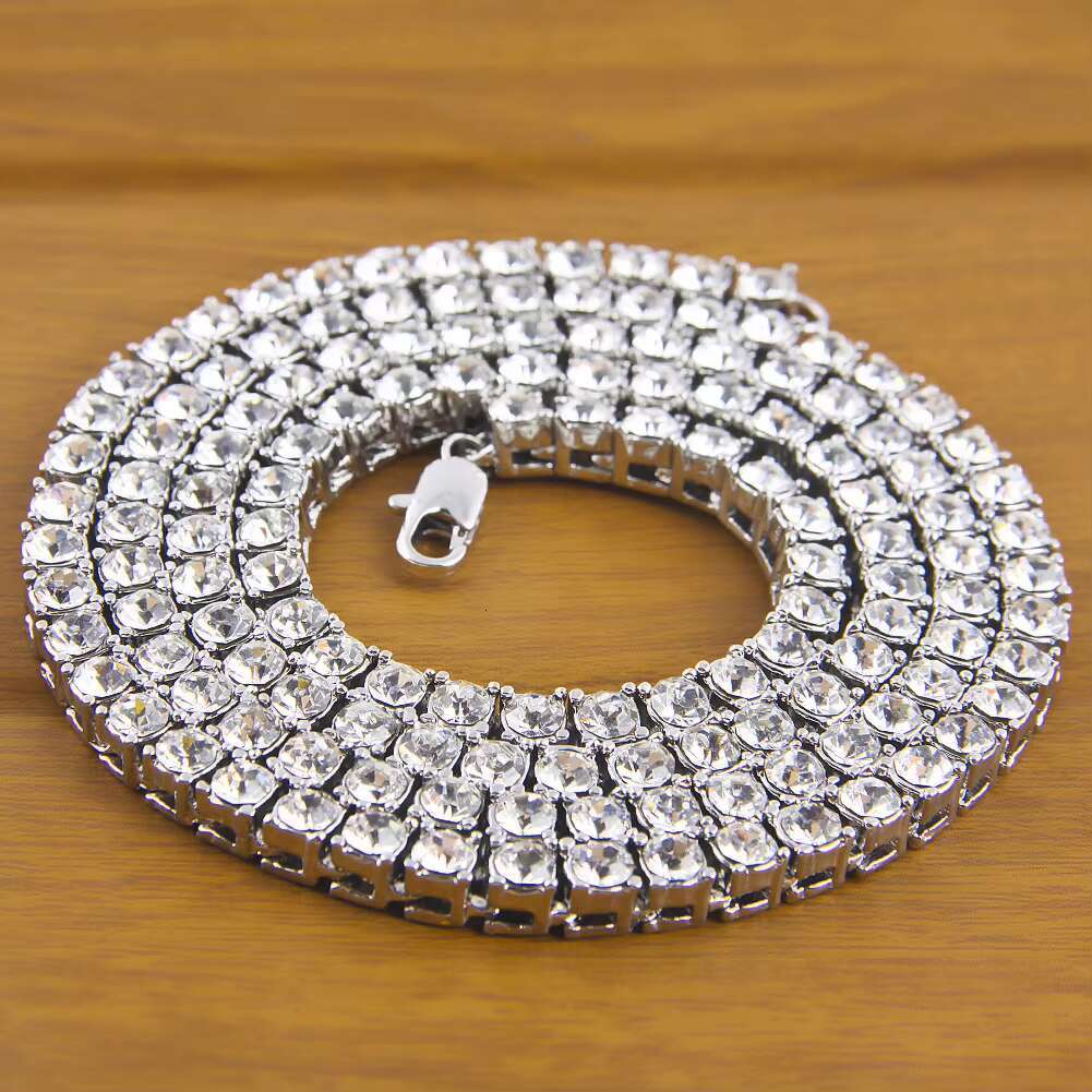 OACOCA Fashion Jewelry 925 Sterling Silver Iced Out 20inches Mossanite Tennis Link Chains 4mm D VVS Moissanite Tennis Necklace