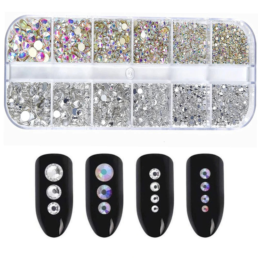 Nail Art s Kit 2400pcs Gems Ab Flatback Stones with Storage Organizer for n Bright Holiday 250606
