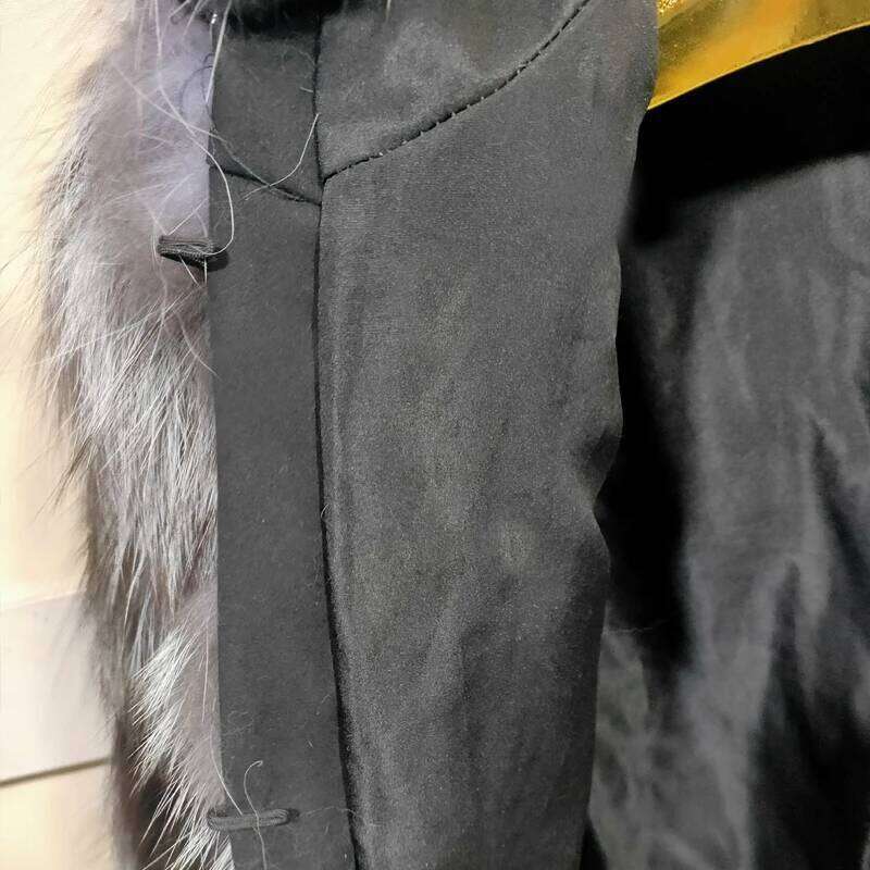 Genuine Real Natural Raccoon Sier Fox Fur Hoodie Jacket Winter Warm Women's Clothing Length 60 Cm