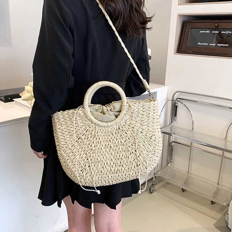 Straw Woven Handbags for Women Summer Beach Bags Vintage Casual Shoulder Crossbody Bags Large Capacity Basket Totes XJ250610