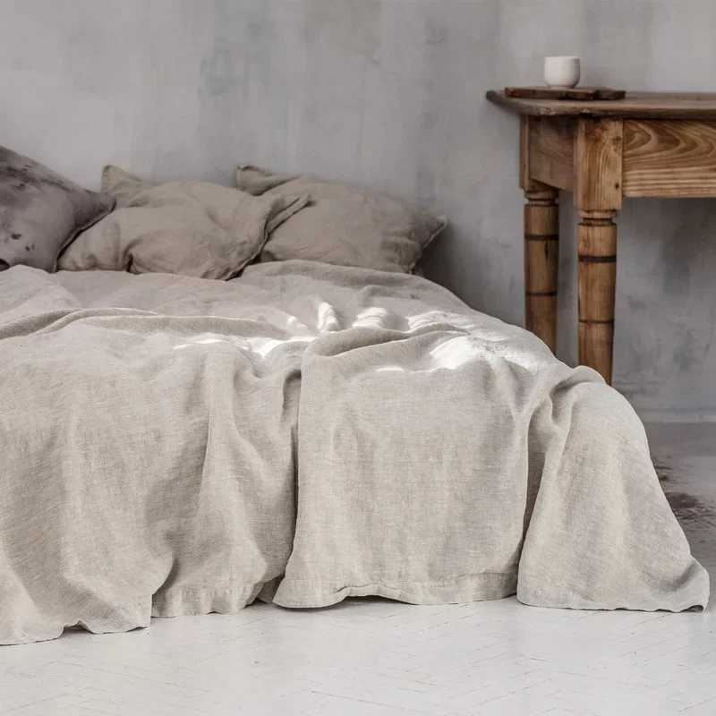 Pure Linen Bed Sheets 100% Stone Washed French Linen Solid Color Breathable and Durable for Hot Sleepers 1 PC Flat Sheet Y250611