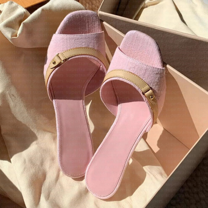 Designer Pink Denim Heels Sandals Womens Denim Sandals Slides Blue Denim Mule Slippers Woman Revival Denim Heel Kitten Heel Beach Slides